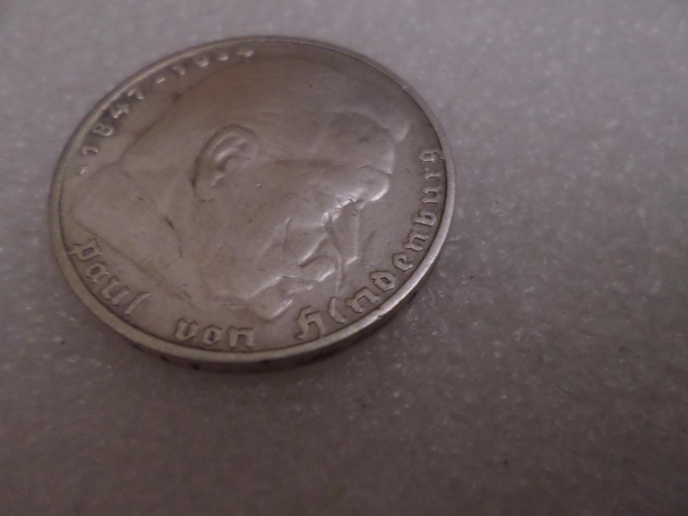 монета 5 марок Германия 1936 г серебро 1