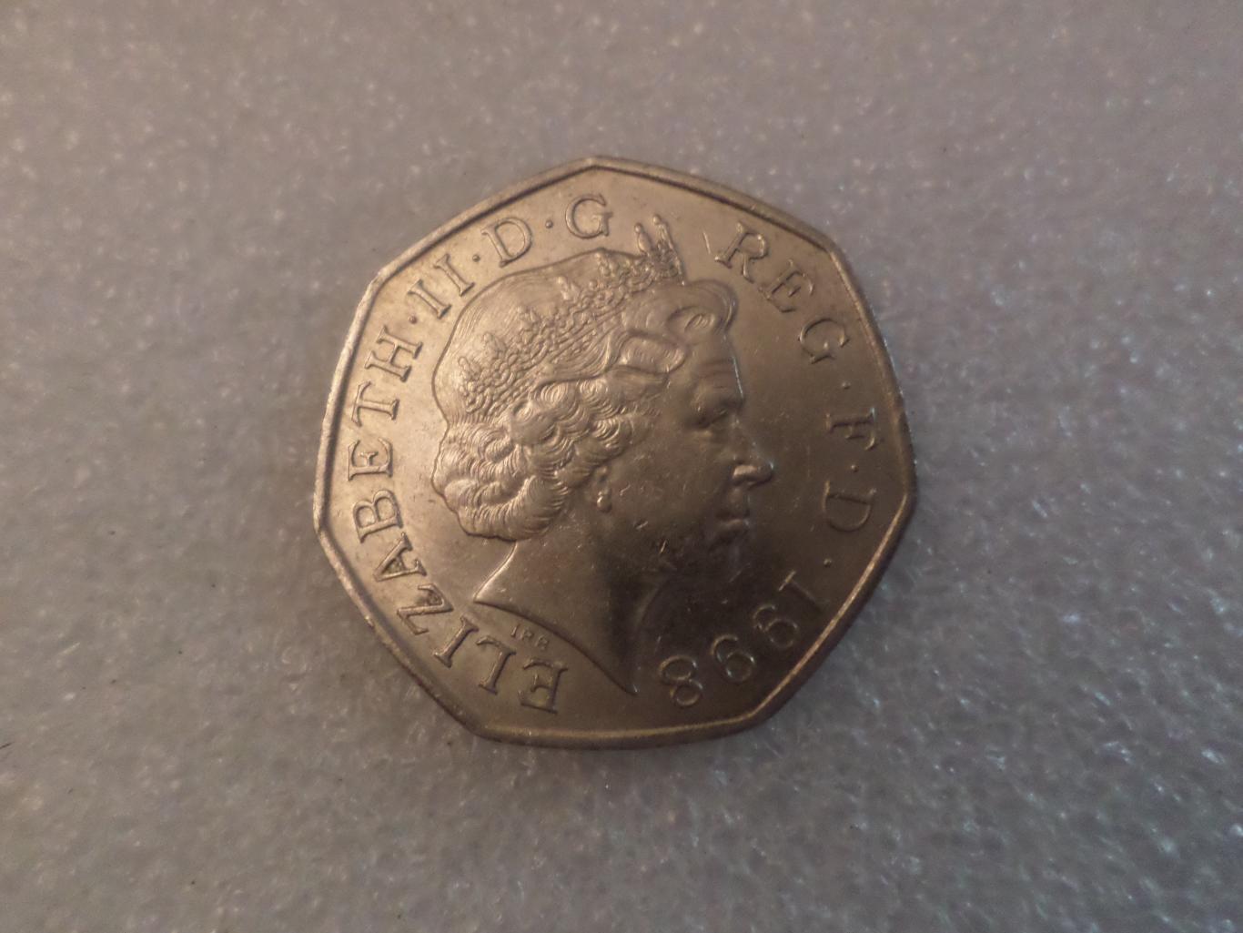 Монета 50 пенсов Великобритания 1998 50 лет национальной службы здравоохранения 1