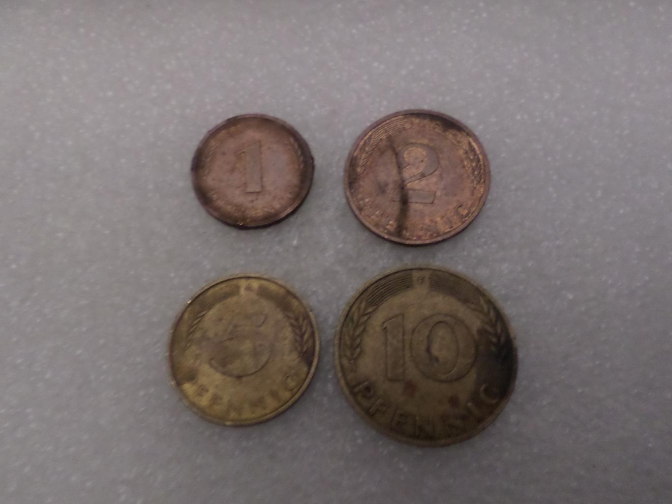 монеты 1, 2,5,10 пфеннигов ФРГ Германия