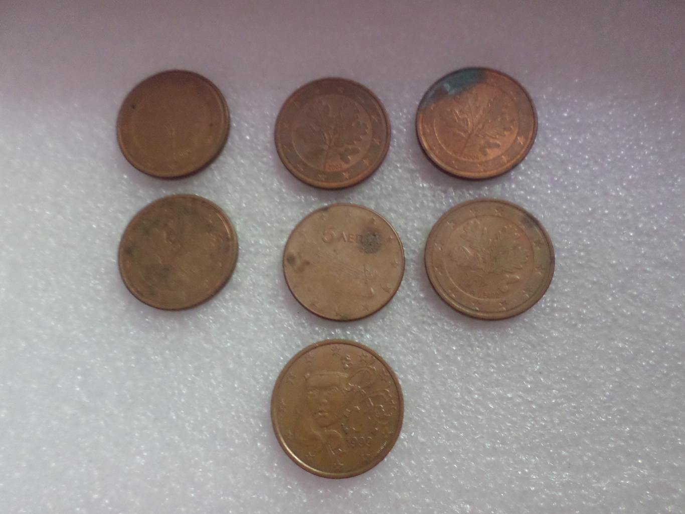 Монеты 5 евроцентов 7 шт 1
