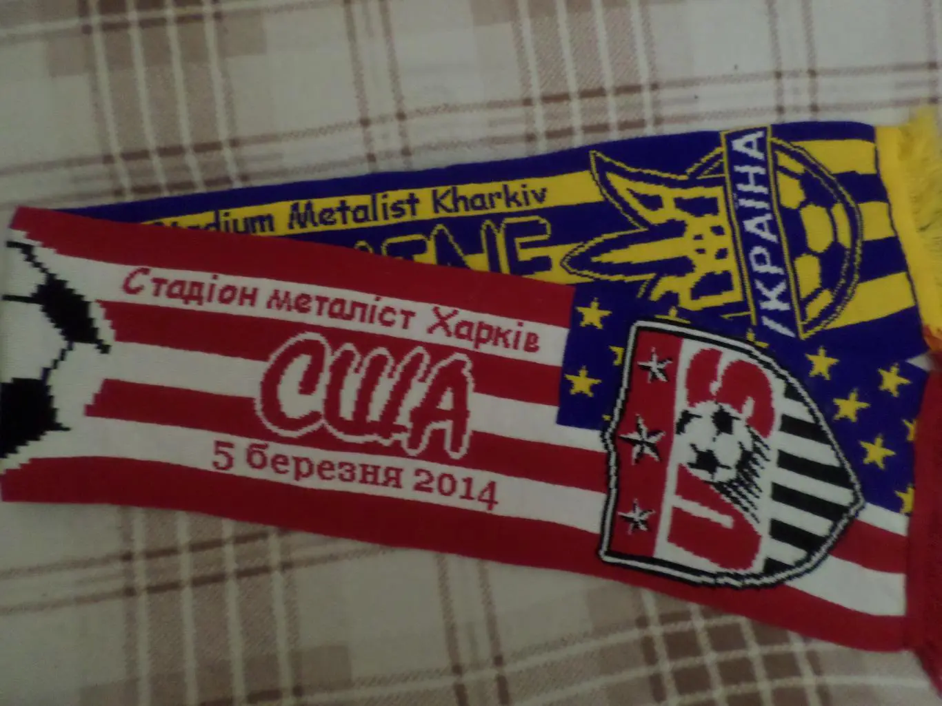 Шарф футбол к матчу Украина - США 2014 г