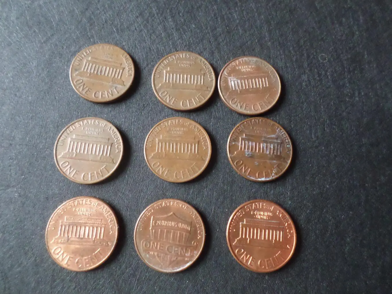 монеты 1 цент США погодовка 1971-2014 гг 9 шт 1
