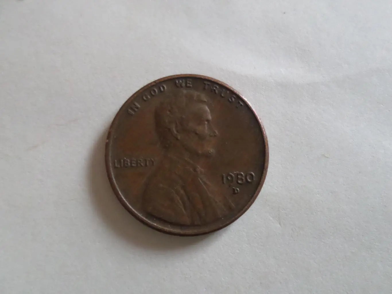 Монета 1 центов США 1980 г