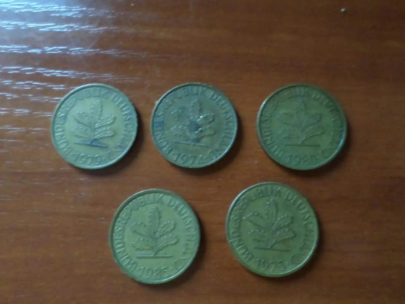 Монеты ФРГ Германия 10 пфеннигов 5 шт 1
