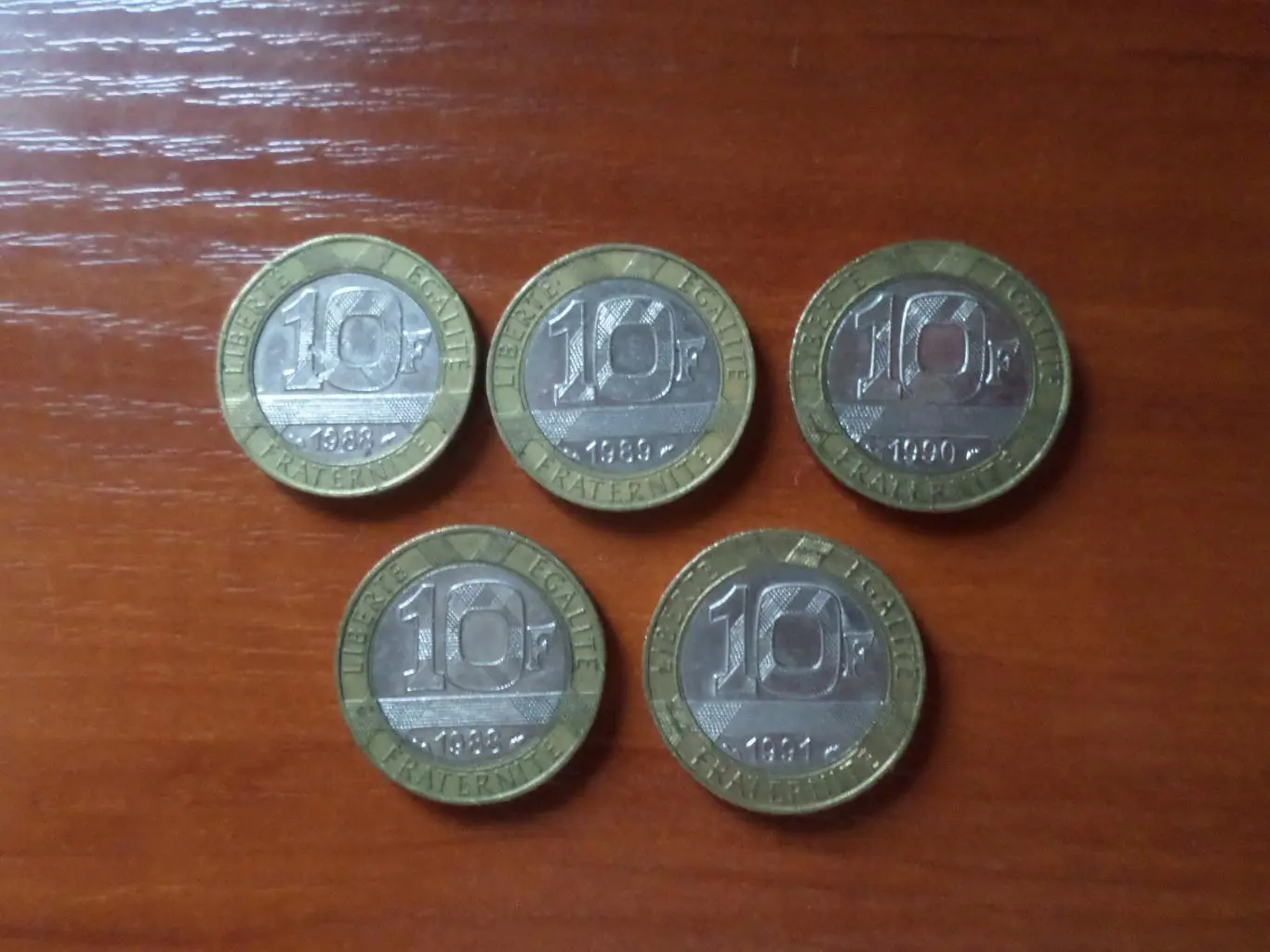 Монеты 10 франков Франция 5 шт