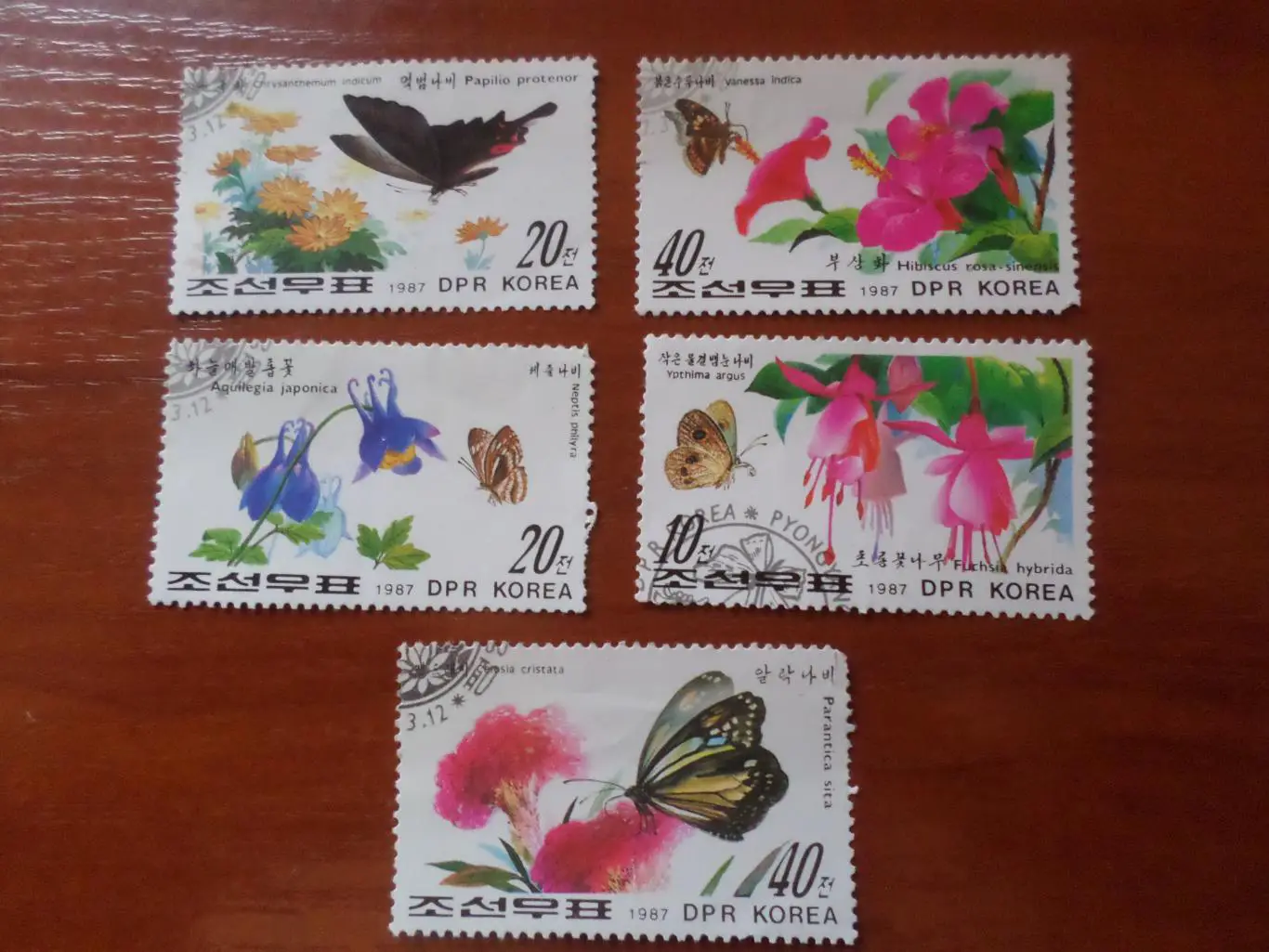 Марки КНДР флора Цветы 1987 г гаш