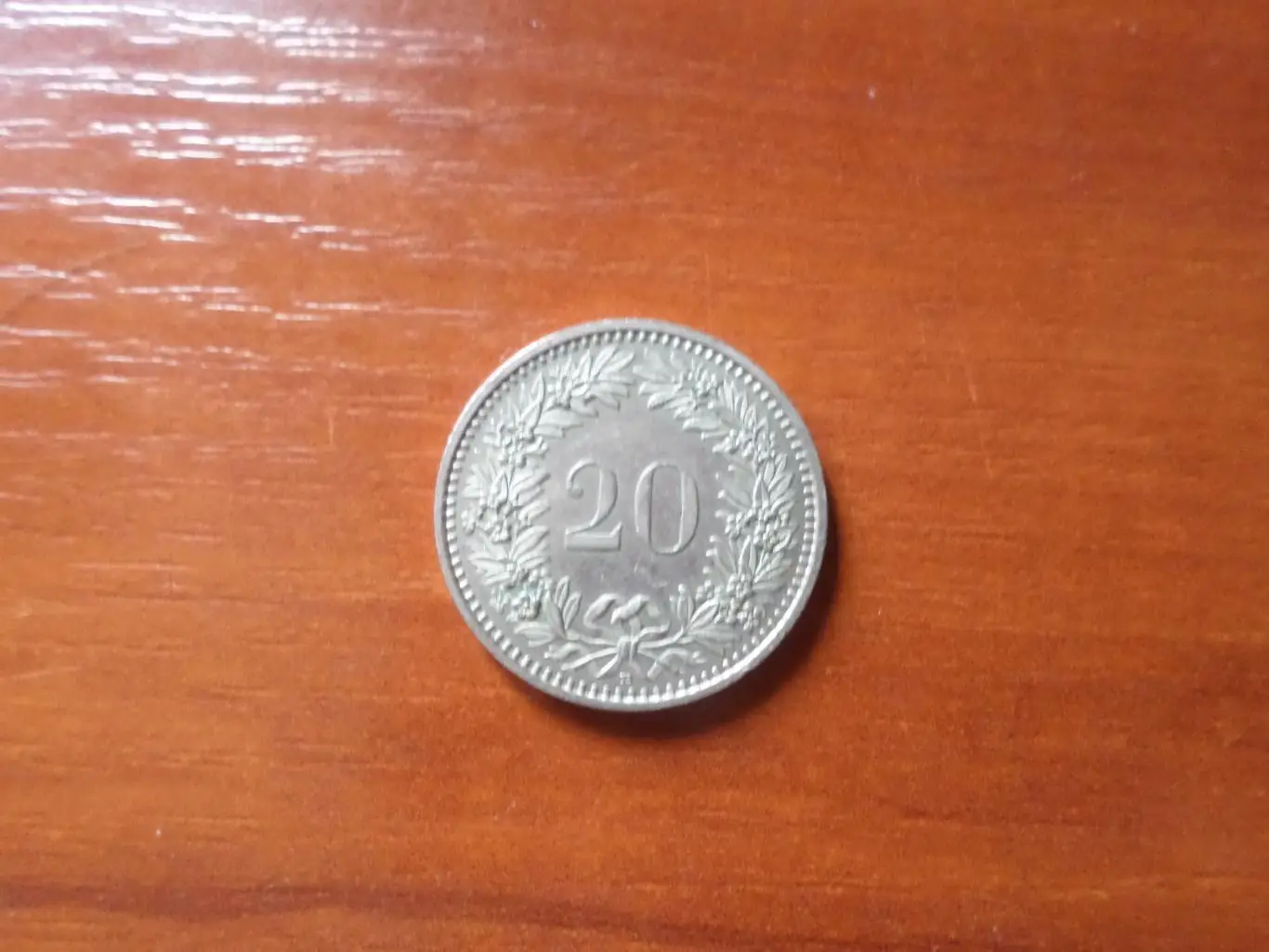 Монета 20 раппенов Швейцария 1992 г