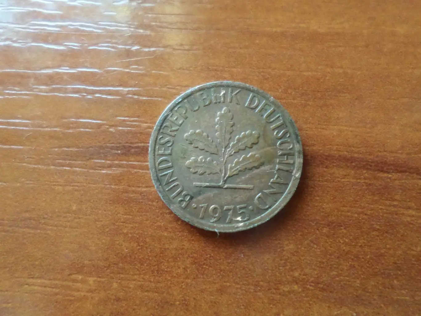 Монета 1 пфенниг ФРГ Германия 1975 г 1