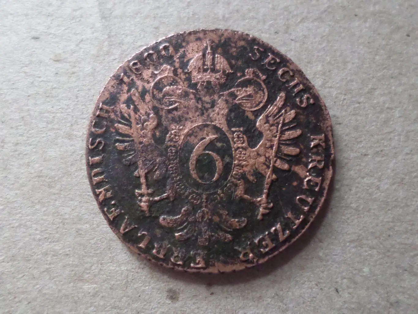 Монета 6 крейцеров Австро-Венгрия 1800 г