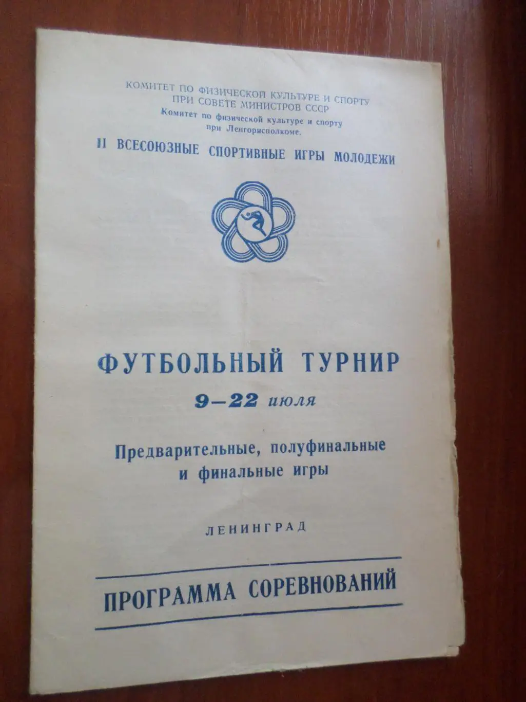 программа 2-е спортивные игры молодежи г. Ленинград 1977 г