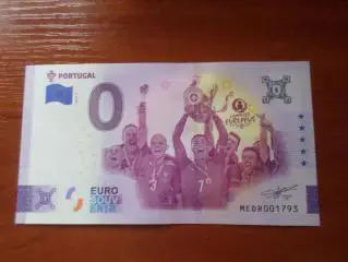 банкнота 0 евро сборная Португалии чемпион Европы по футболу ЕВРО-2016 2024 г