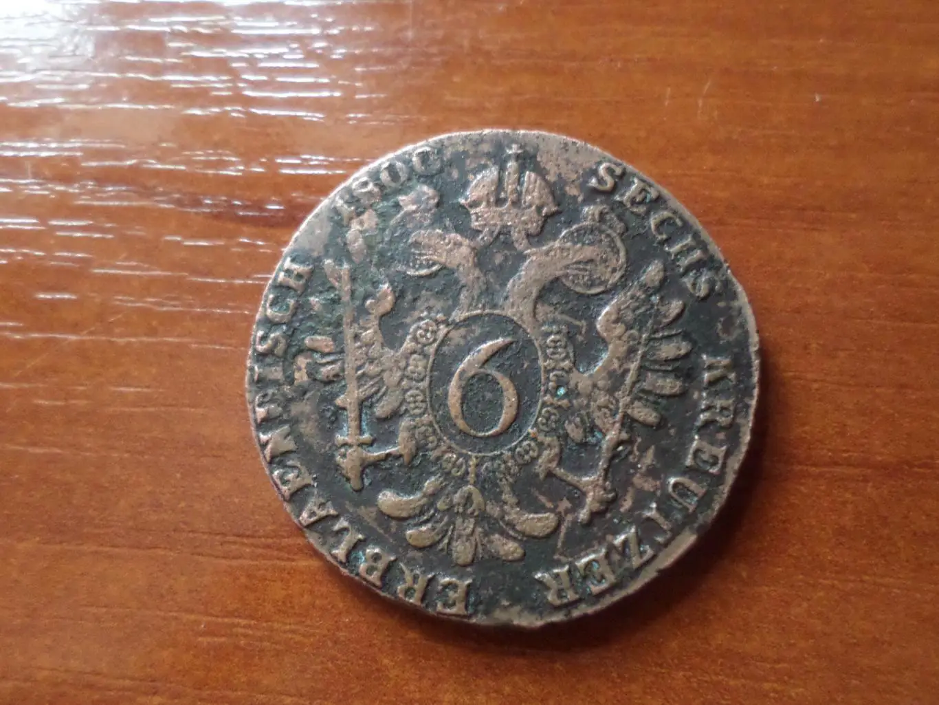 Монета 6 крейцеров Австро-Венгрия 1800 г