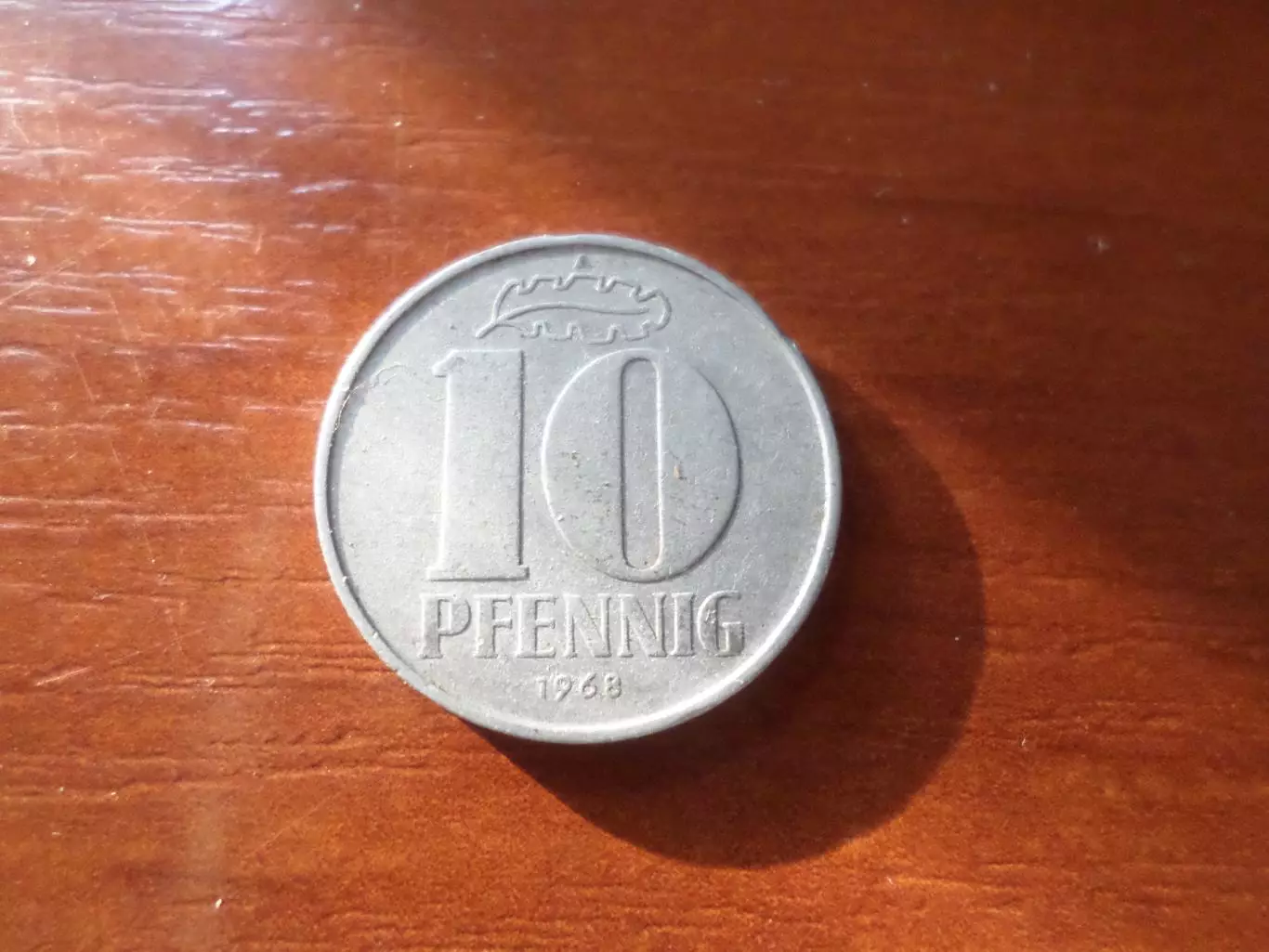 Монета 10 пфеннигов ГДР Германия 1968 г
