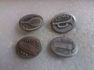 Значки музыкальные инструменты Бубон Бугай Кобза Сурма