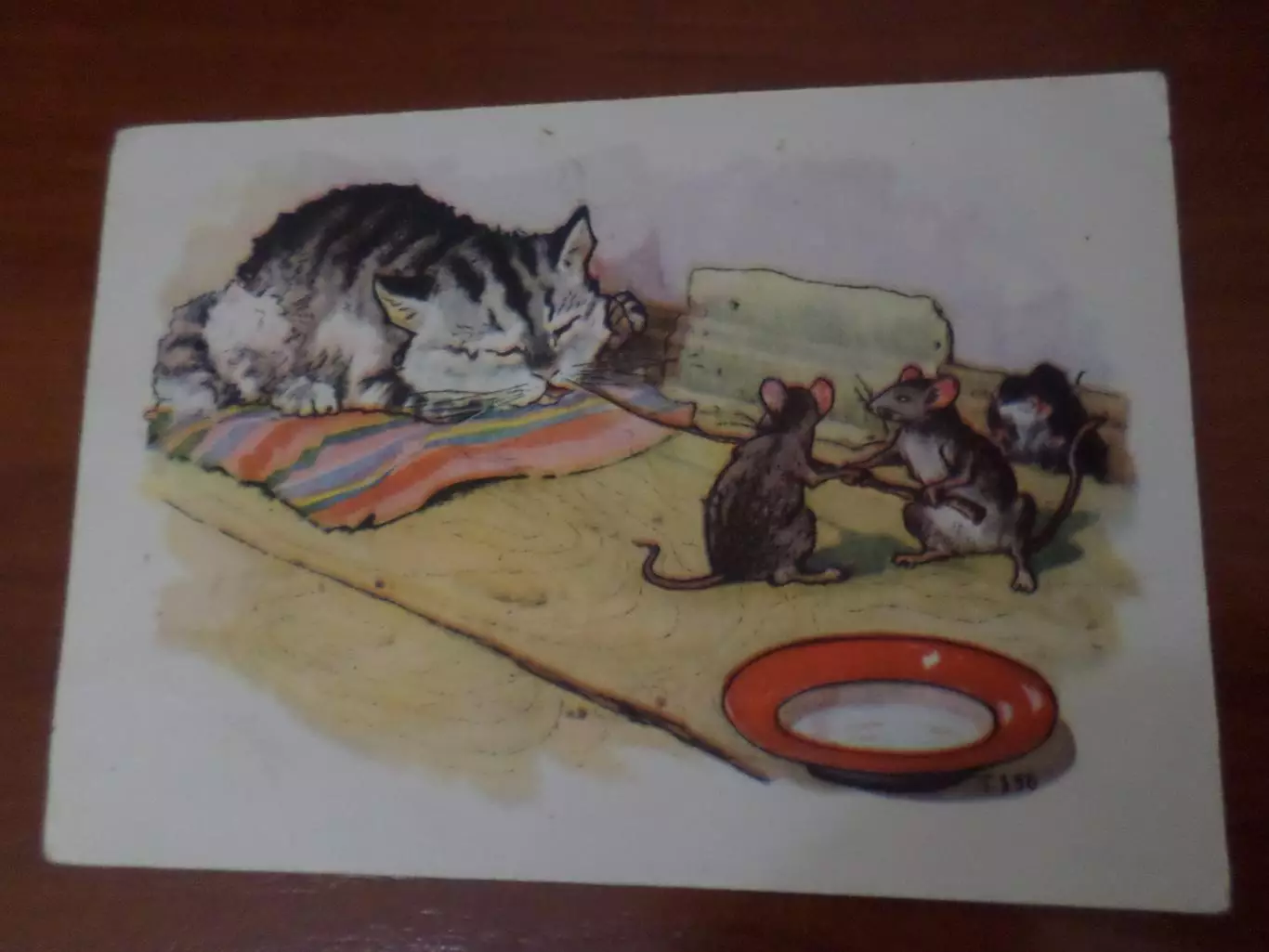 открытка Кот и мыши 1956 г