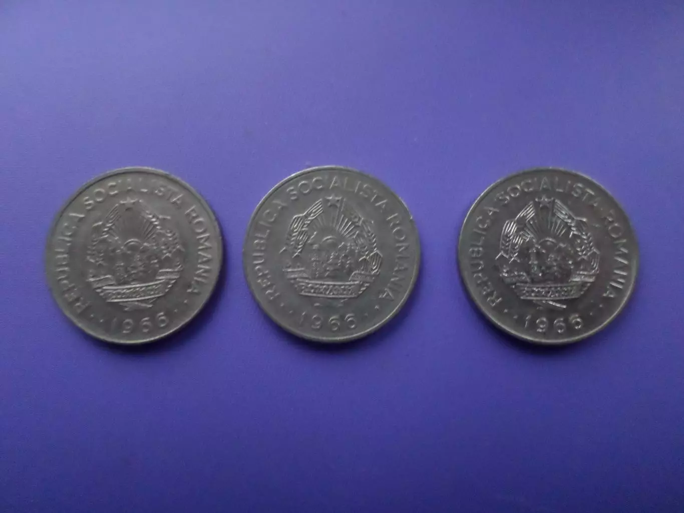 монеты 1 лей Румыния 1966 г 3 шт 1