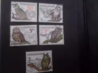 Марки Чехословакия фауна Совы 1986 г гаш
