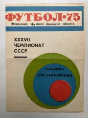 Шахтер Донецк таблица для заполнения, календарь 1975