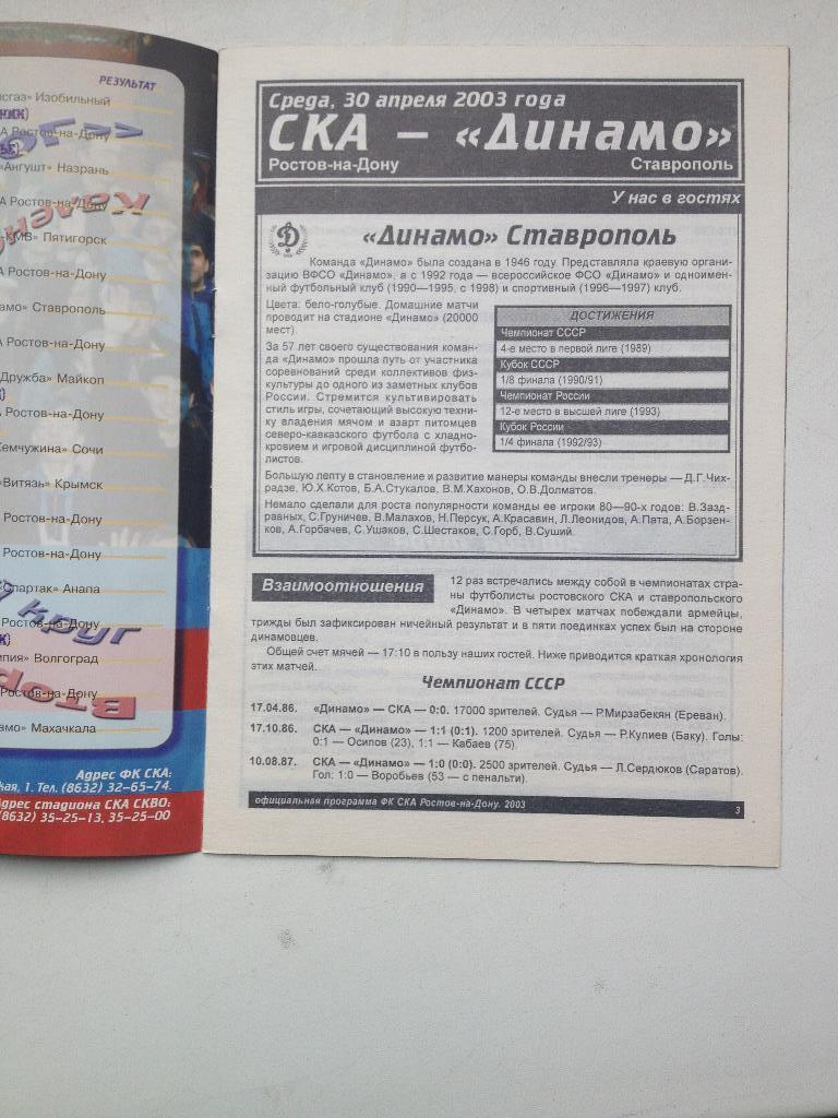 СКА Ростов - Динамо Ставрополь 30.04.2003
