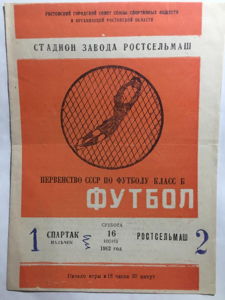 Ростсельмаш - Спартак Нальчик 16.06.1962