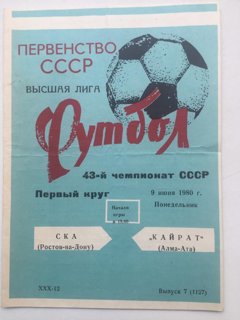 СКА Ростов - Кайрат 9.06.1980