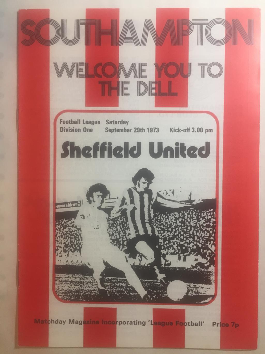 Англия Саутгемптон - Шеффилд Юнайтед 29.09.1973