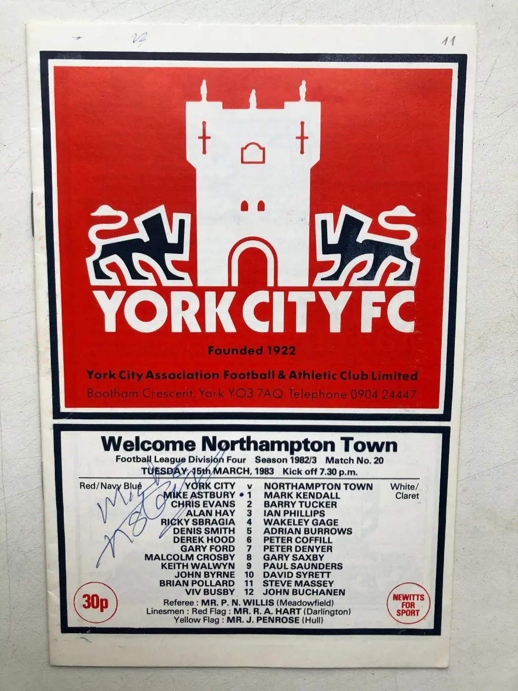 Англия Йорк Сити - Нортхэмптон Таун 15.03.1983