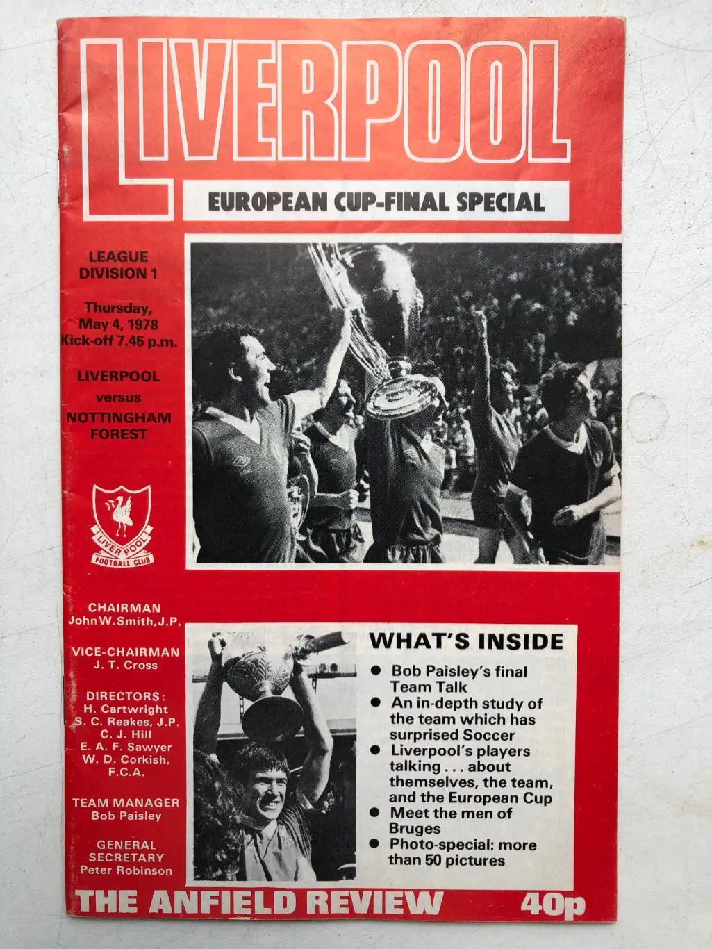Англия Ливерпуль - Ноттингем Форест 4.05.1978 52 стр. фото выхода в финал КЕЧ