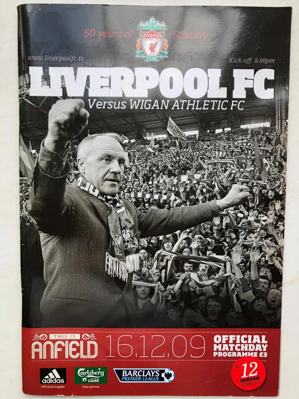 Ливерпуль - Уиган 16.12.2009 84 стр. посвящена Биллу Шенкли