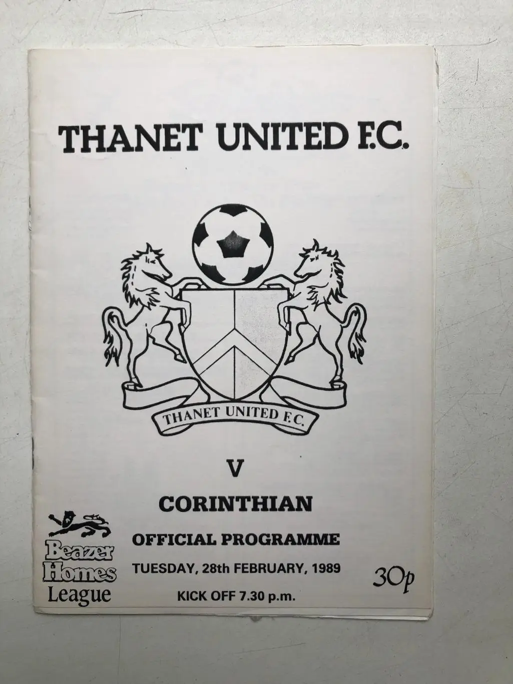 Англия Тэнет Юнайтед - Коринтиан 28.02.1989