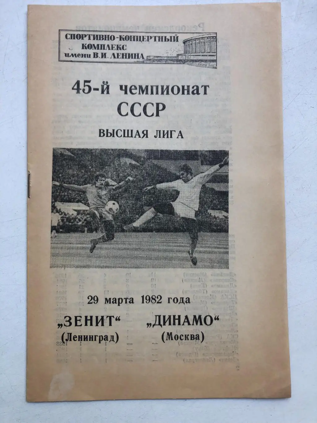 Зенит - Динамо Москва 29.03.1982