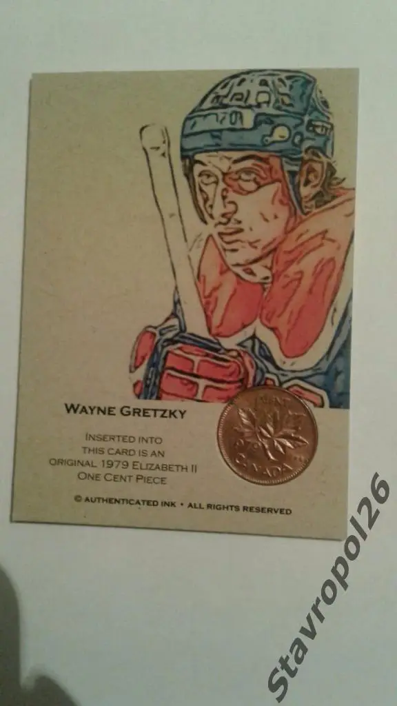 Хоккей. Уэйн Грецки. Wayne Gretzky c монетой США 1979 года