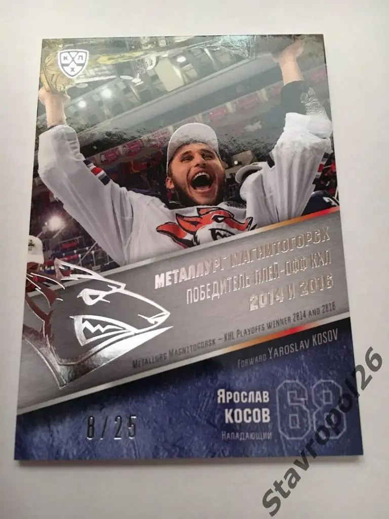 Карточка КХЛ 2016-2017 Ярослав Косов (Металлург Магнитогорск)