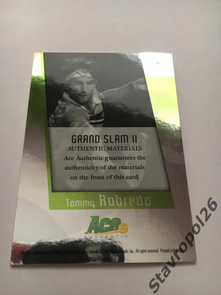 Теннис. Карточка с фрагментом футболки Томми Робредо 1
