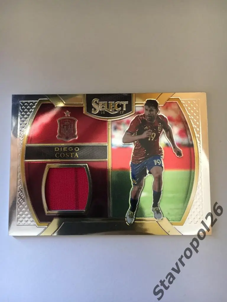 Футбол. Карточка с фрагментом формы Диего Коста (Испания)