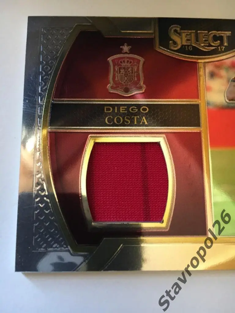 Футбол. Карточка с фрагментом формы Диего Коста (Испания) 1