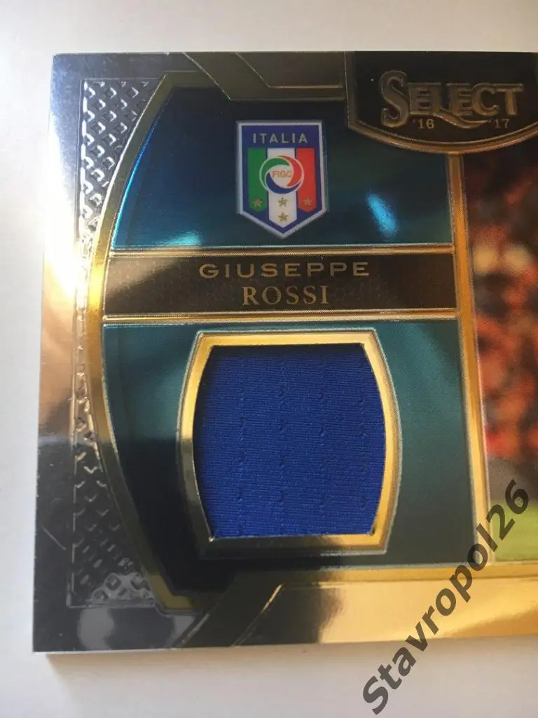Футбол. Карточка игрока сборной Италии Джузеппе Росси с кусочком формы 1