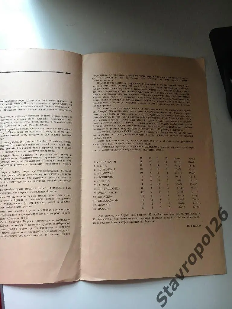 Программа ЦСКА - Черноморец Одесса 1