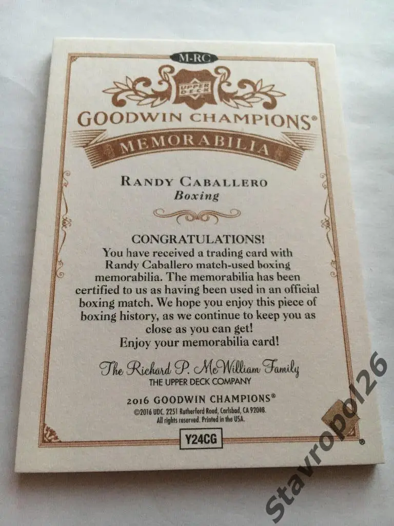 Бокс. Джерси Randy Caballero ( чемпион Мира по версии IBF) premium series 2