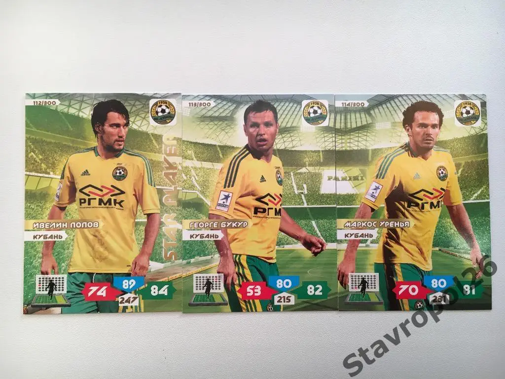 ФК Кубань (Краснодар)полный базовый комплект карточек 3