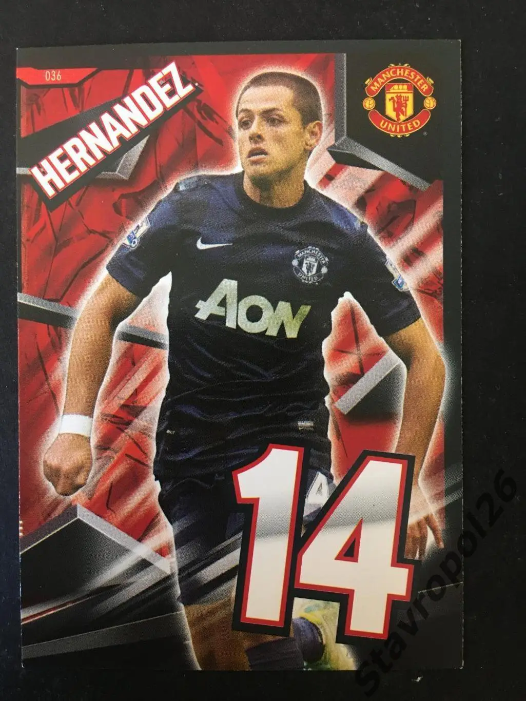 Футбол. Карточка Хавьер Чичарито Эрнандес. Манчестер Юнайтед