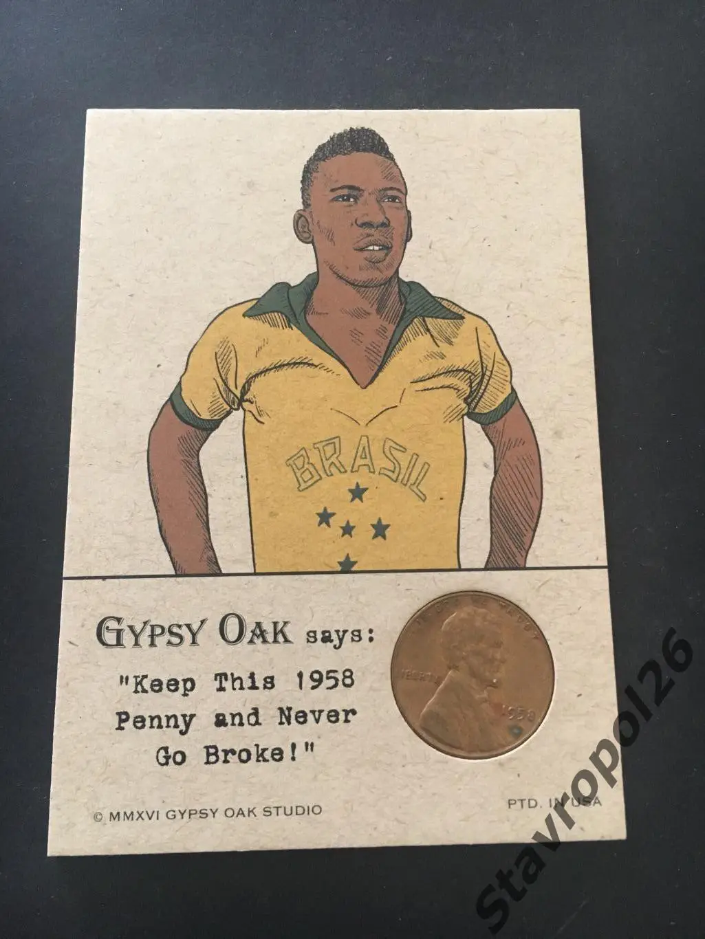Футбол. Карточка. Пеле - редкая карточка с монетой 1958года