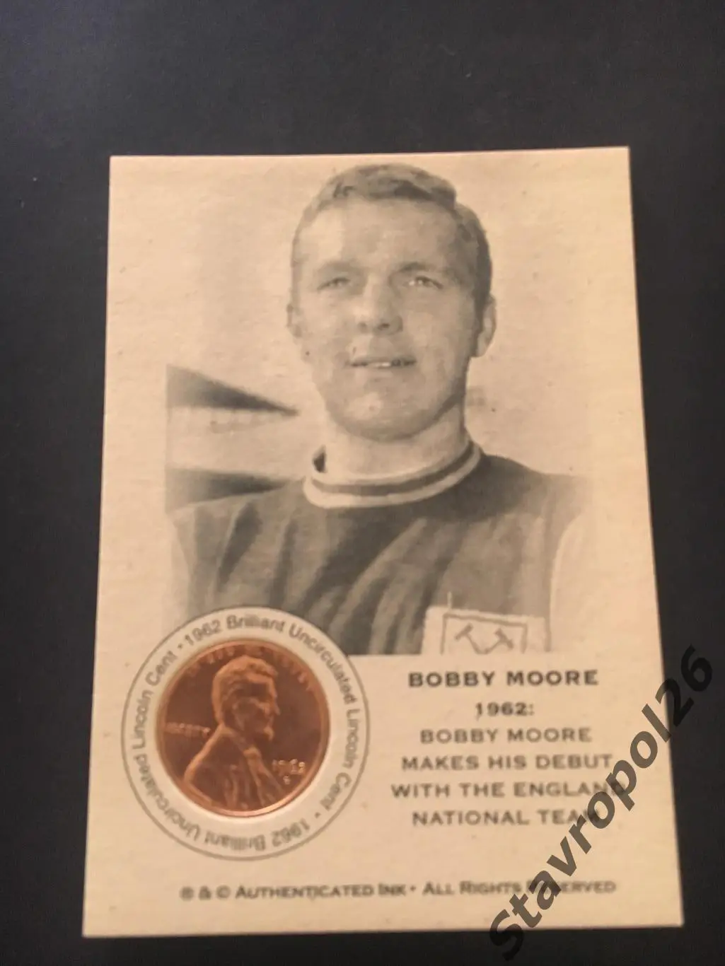 Футбол. Карточка. Бобби Мур Вест Хэм/сборная Англии