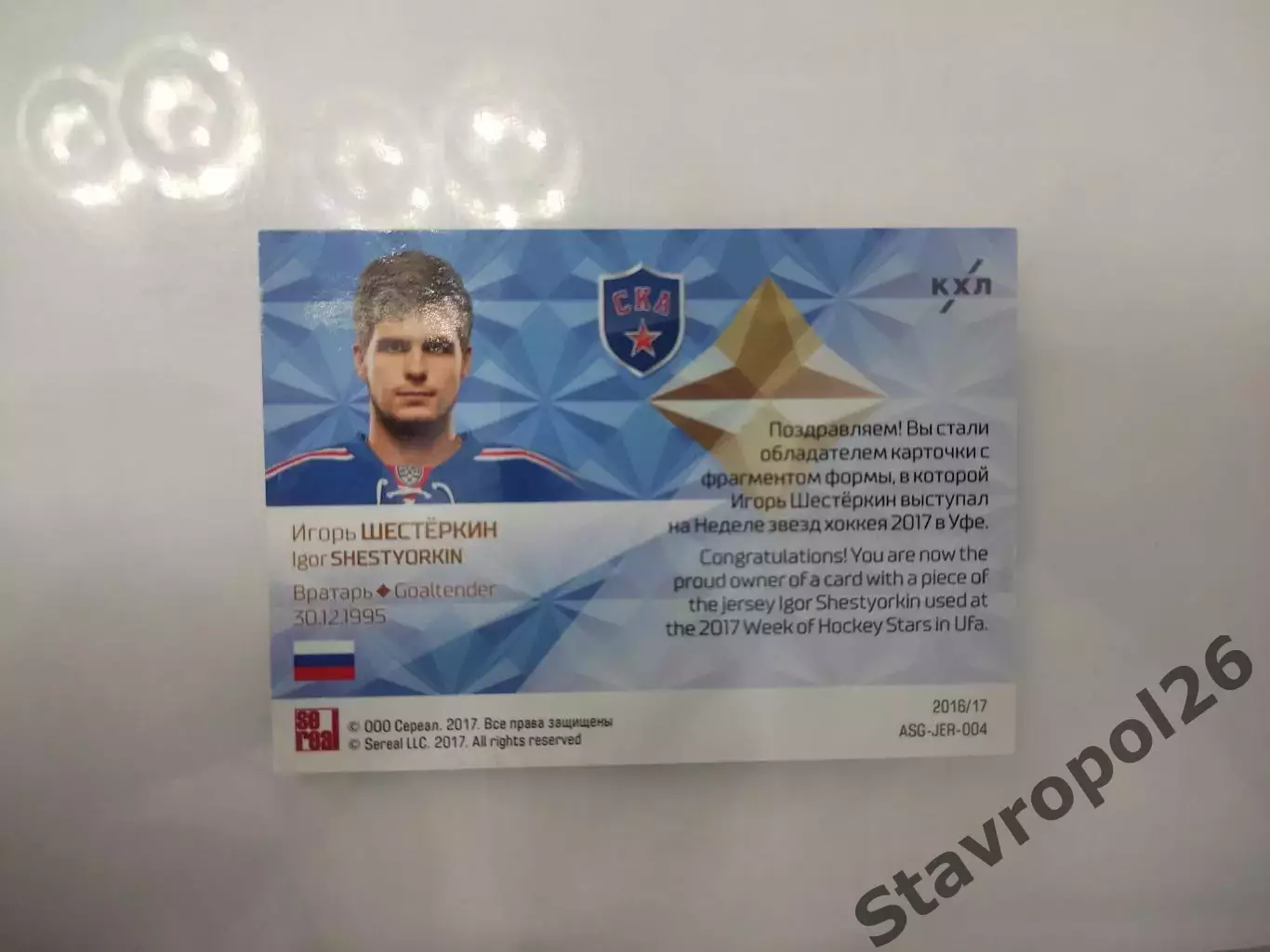 Хоккей. КХЛ. Игорь Шестеркин СКА Санк-Петербург 32/50 1