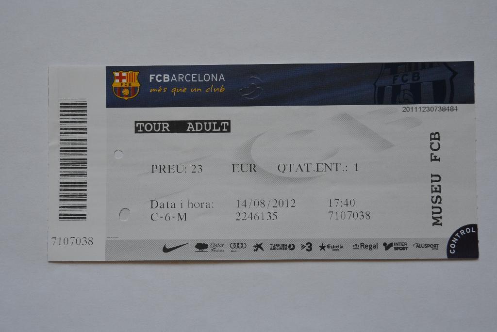 Билет в музей ФК Барселона