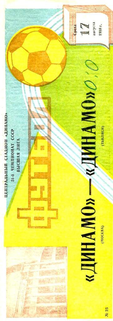 Динамо Москва - Динамо Тбилиси. 17.08.1988.