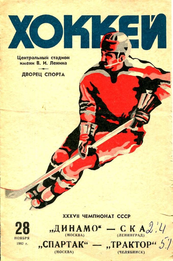 Динамо Москва - СКА Ленинград. 28.11.1982.