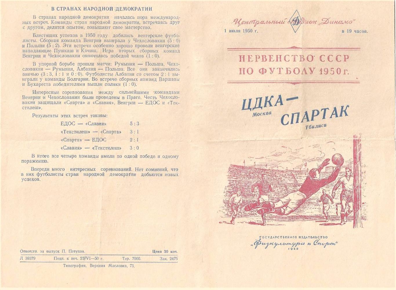 01.07.1950. ЦДКА - Спартак (Тбилиси) - копия