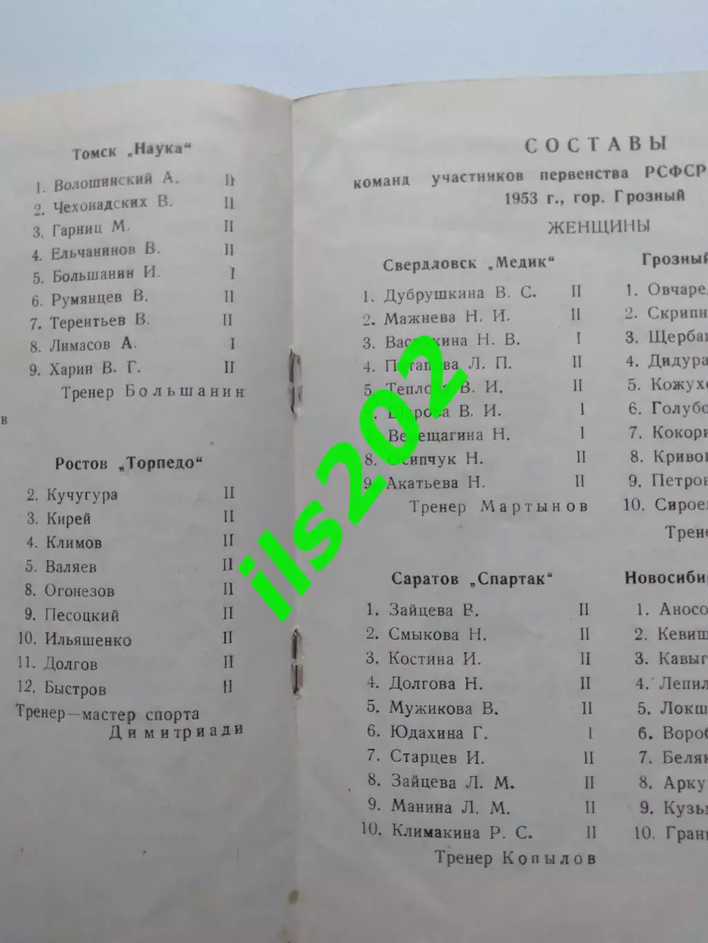 Грозный 1953 Первенство РСФСР / участники в описании 5