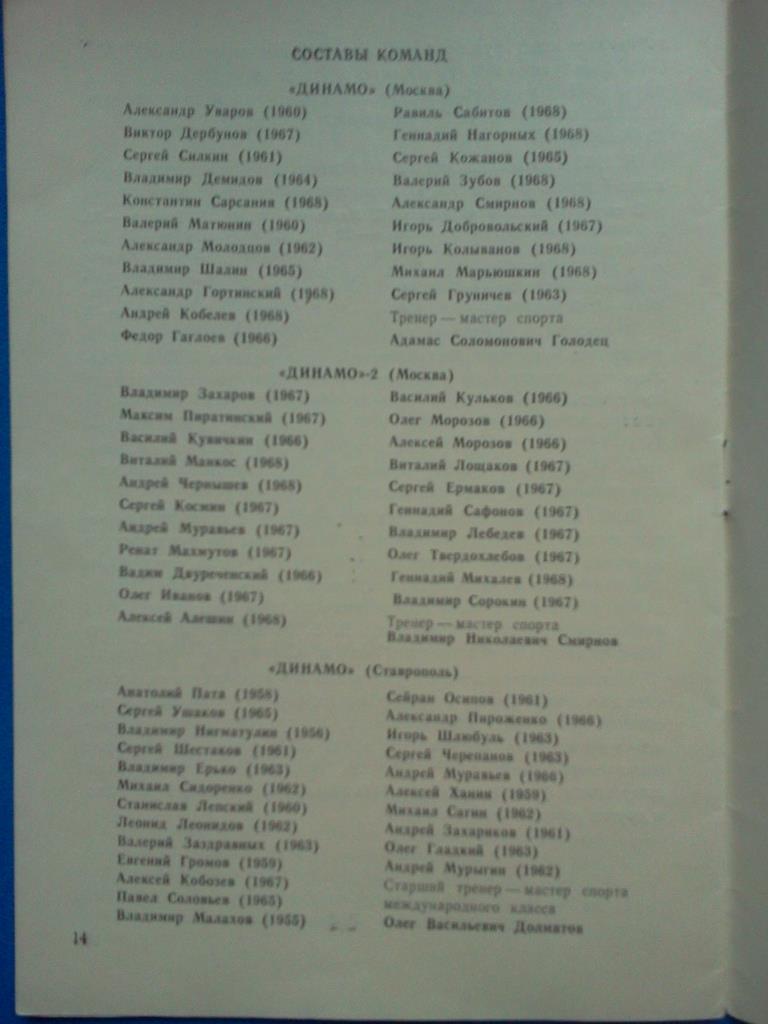 Москва 1986 / 5-й зимний турнир ЦС Динамо 1